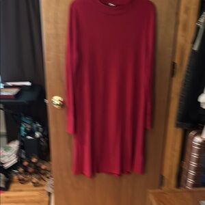 Elegant Red Turtleneck Dress